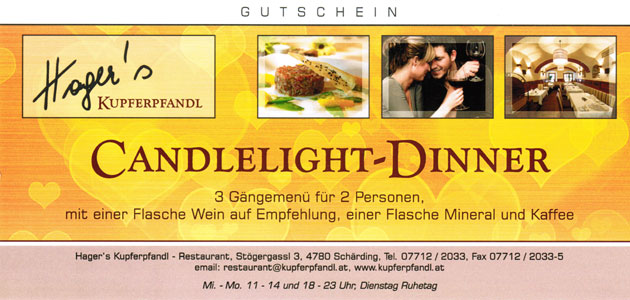 Gutschein Candlelight-Dinner